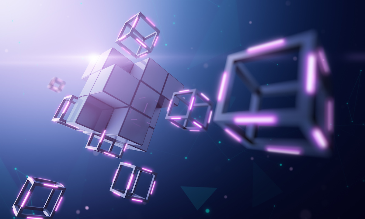 Визуализация серверной инфраструктуры, представляющая блокчейн-валидаторы в децентрализованной сети, с логотипами корпораций, интегрированными в дизайн