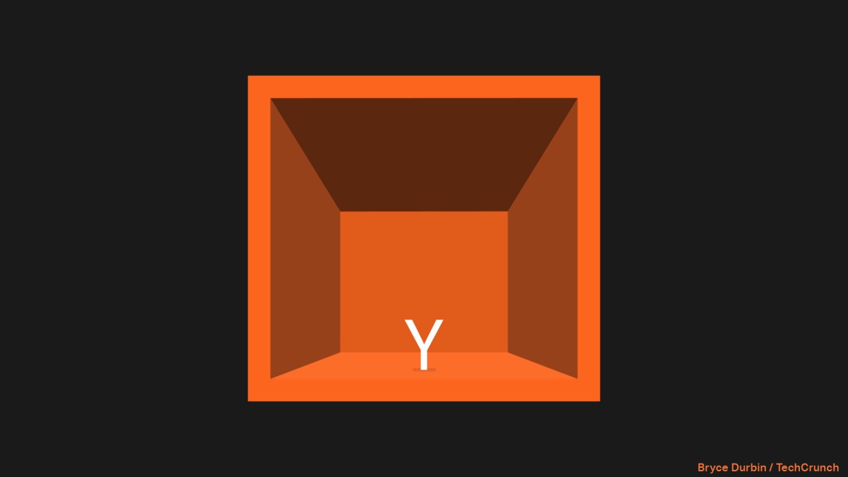Y Combinator logo with blockchain network visualization.