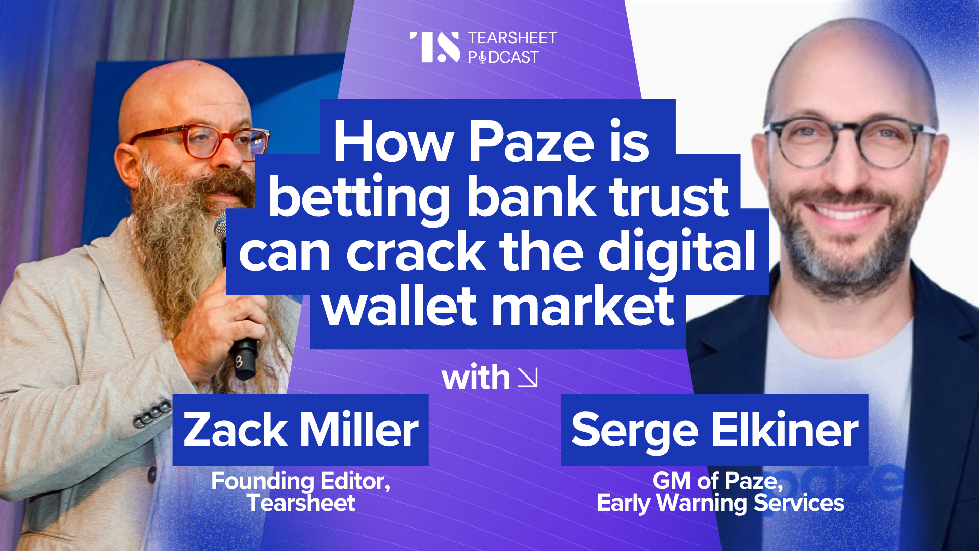 Serge Elkiner pitching Paze bank-backed digital wallet on podcast stage