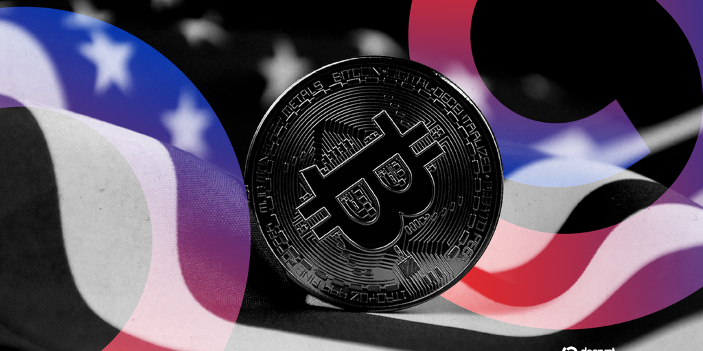 Illustration of the U.S. Capitol building with Bitcoin logos integrated into its architecture.