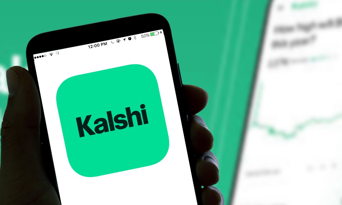 Illustration of a financial trading floor with digital data overlays representing prediction markets.