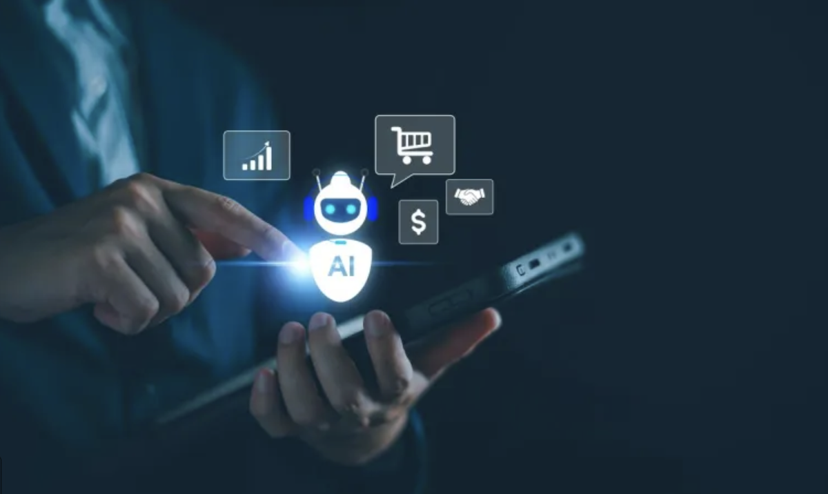 AI chatbot interface guiding consumer purchase decisions in fintech
