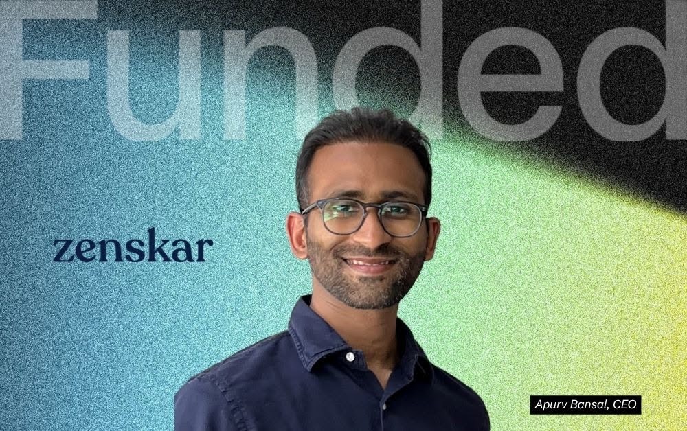A graphic representing financial data streams and AI algorithms, with the Zenskar logo subtly integrated.
