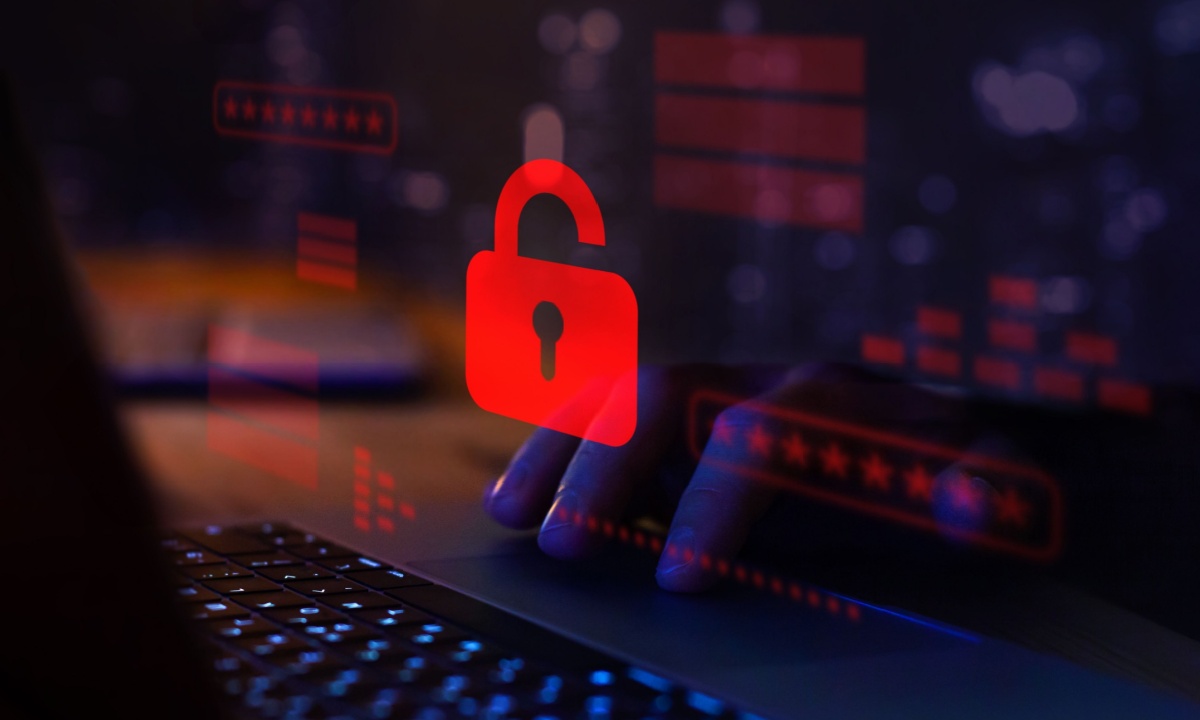 Abstract digital illustration depicting rapid data streams and network connections, symbolizing the speed of AI-powered cyber threats.