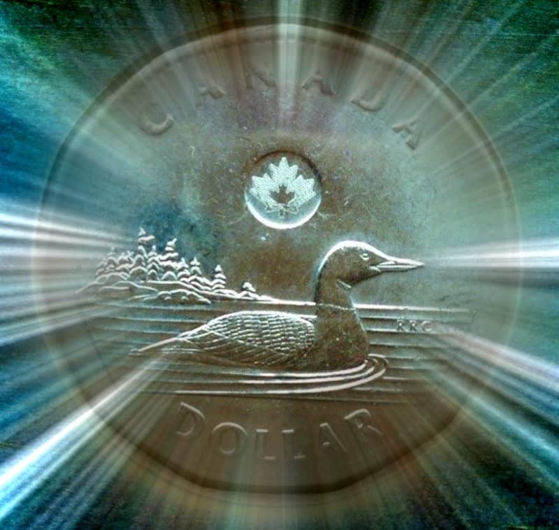 Canadian flag overlayed with digital stablecoin icons and regulatory documents