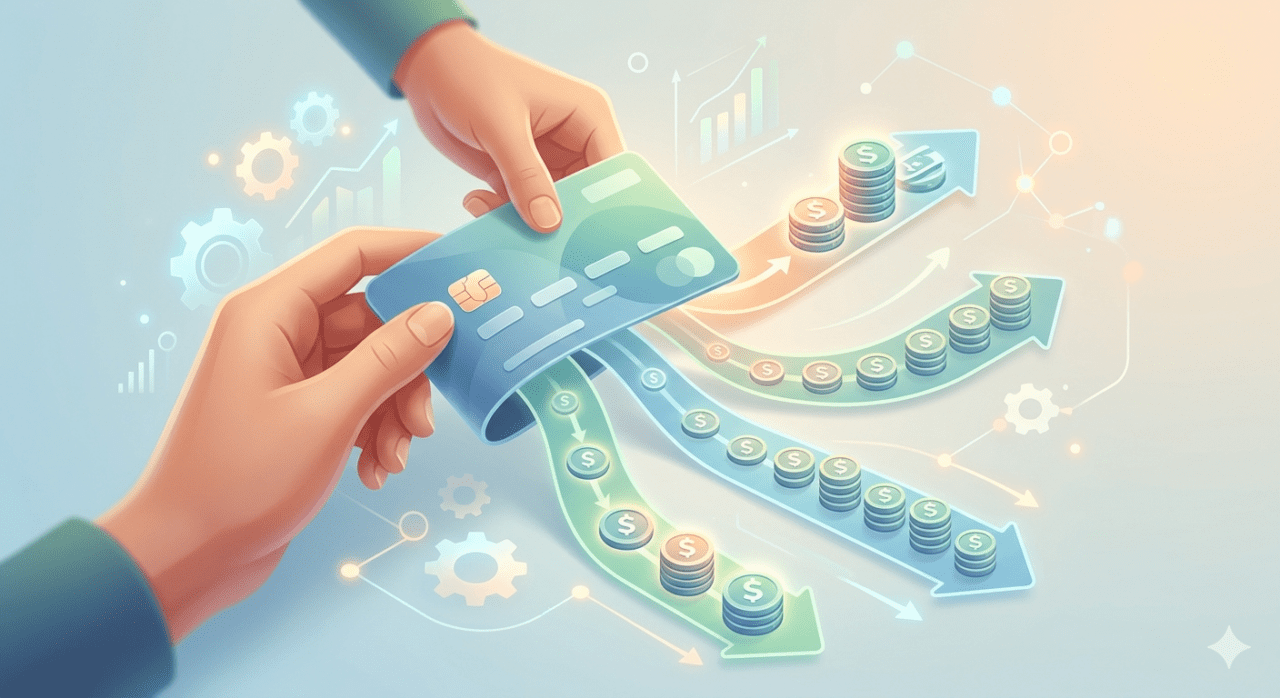 Illustration depicting flexible payment options smoothly integrated into a banking app interface.
